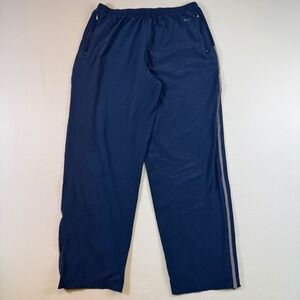 Vintage Nike Track Pants Mens XL Navy Blue Reflective Stripe Ankle Zip Jogger